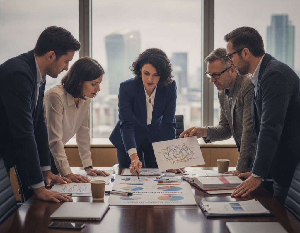 leaders auditing a business communication strategy and planning practical improvements